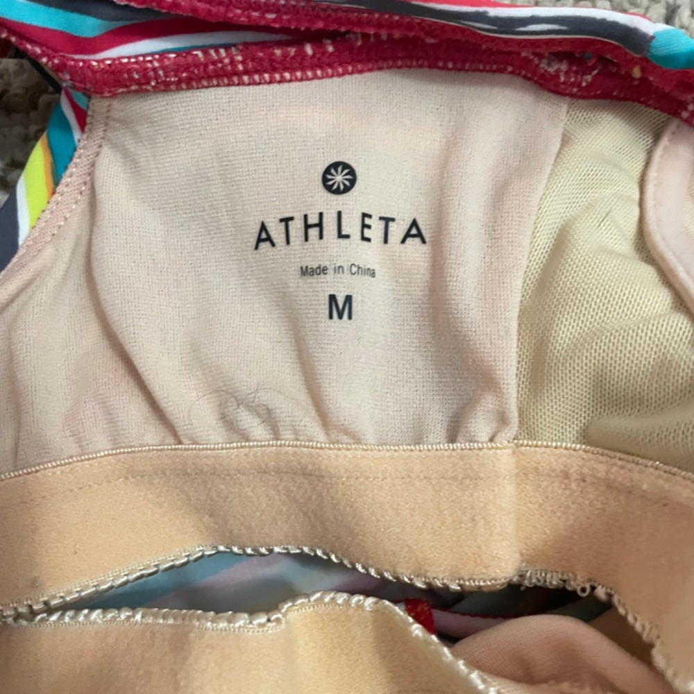 Athleta Salina Swim Dress Women Medium Striped Resortwear Travel Athleisure - Picture 6 of 9